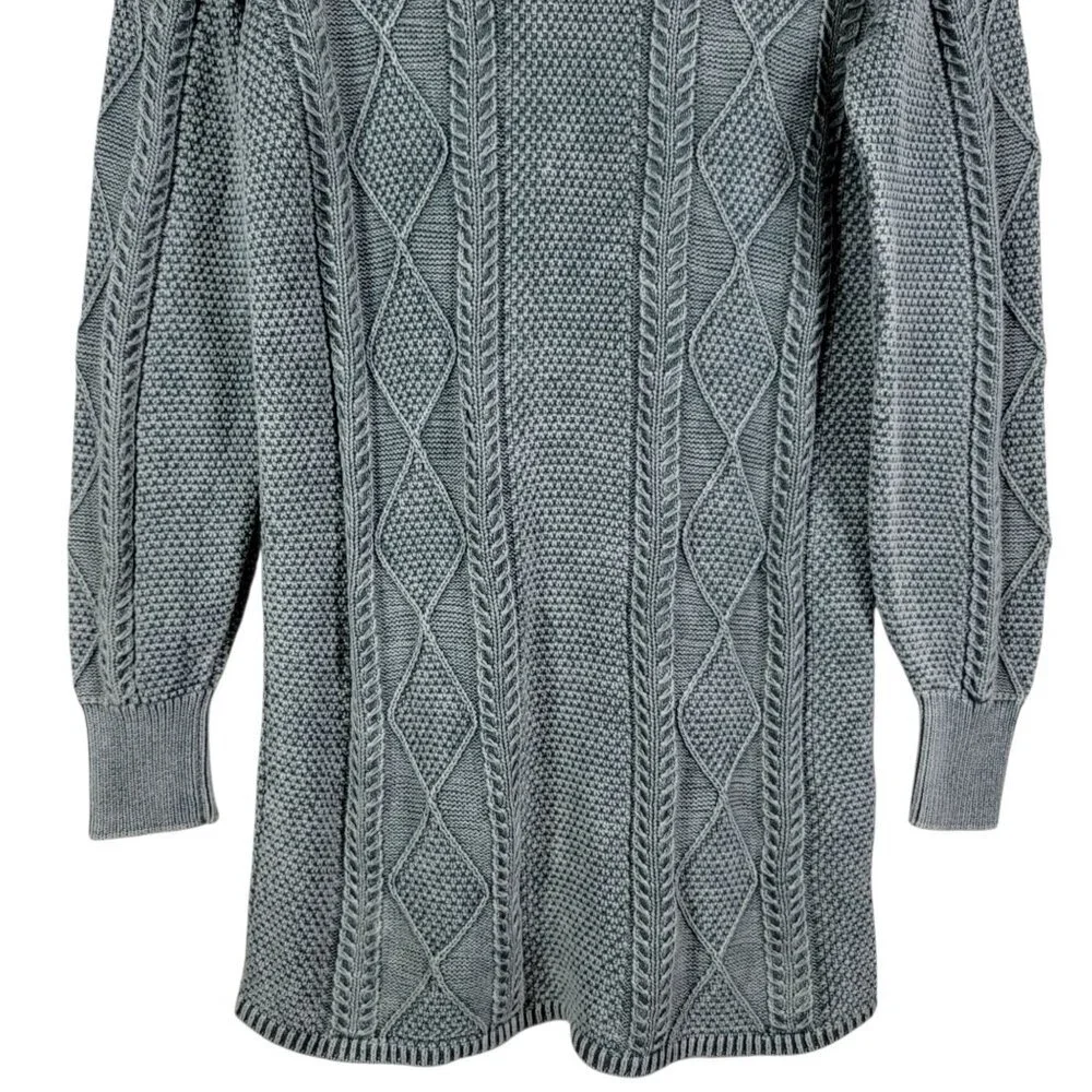 Free People Boho Headed North Knit Tunic Mini Dress Seaspray Washed Green XS